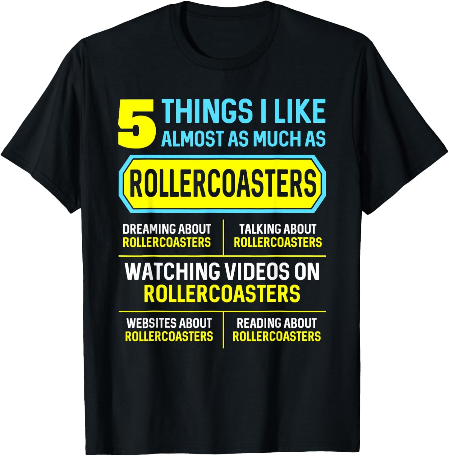 Funny Hobby Roller Coaster Gifts 5 Things Women T-Shirt - T-Shirt | Black