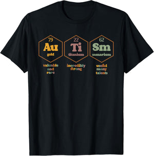Autism Awareness Women Men Kids Funny Autism Periodic Table T-Shirt - T-Shirt | Black