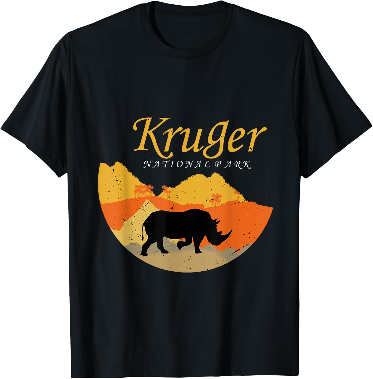 Rhino Africa Kruger National Park Safari Big Five Savanna T-Shirt - T-Shirt | Black
