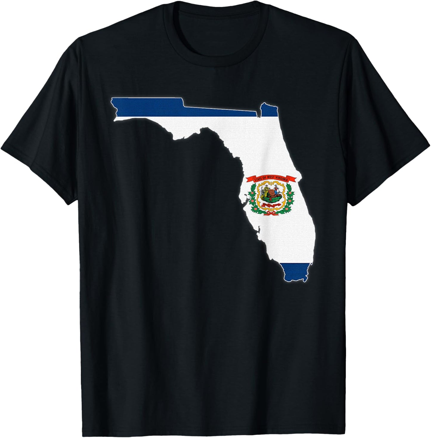 FLORIDA STATE MAP WEST VIRGINIA WV Flag Roots Men Women Gift T-Shirt - T-Shirt | Black