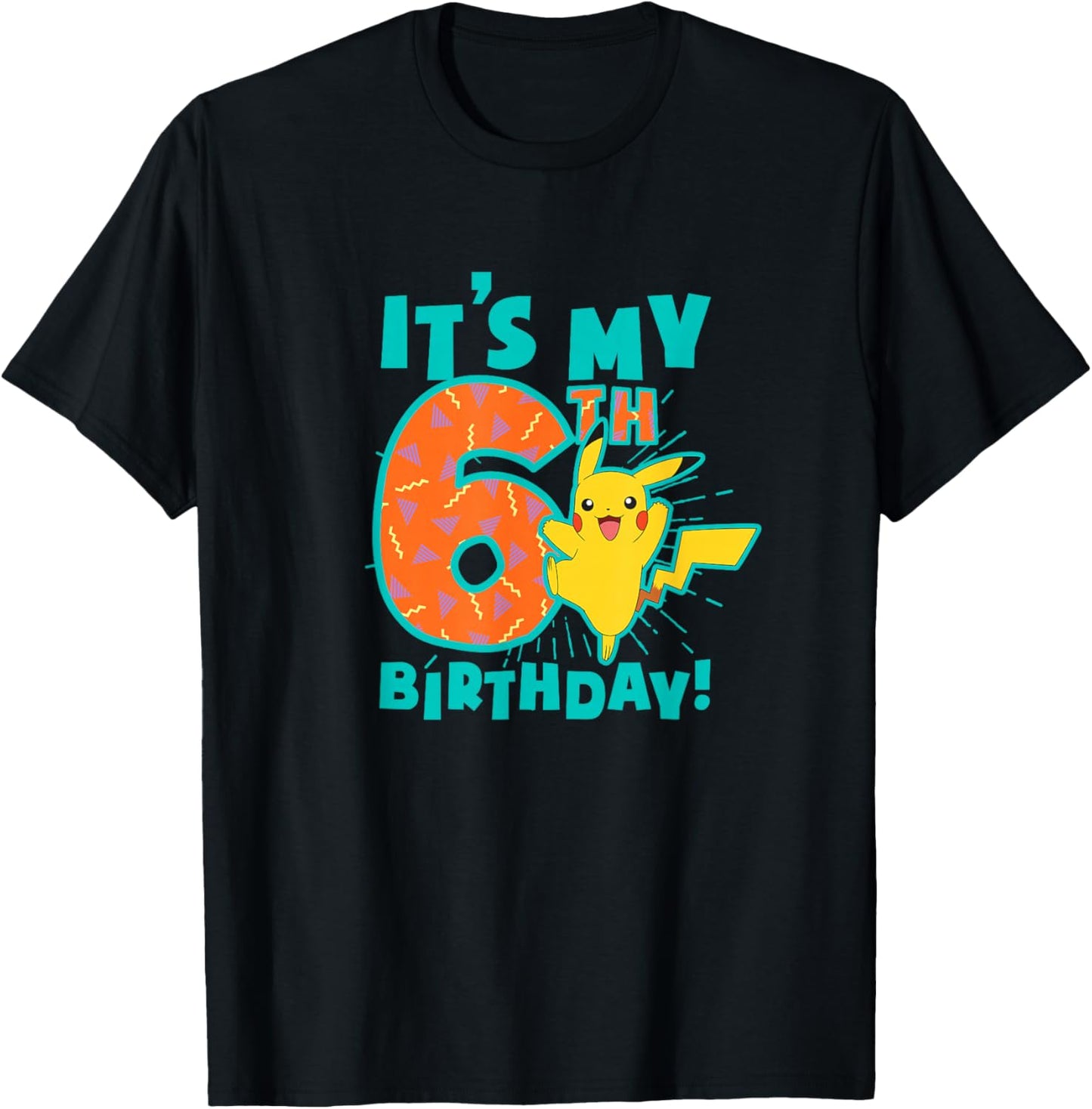 Pokémon Pikachu My Awesome 6th Birthday Cute Celebration T-Shirt - T-Shirt | Black