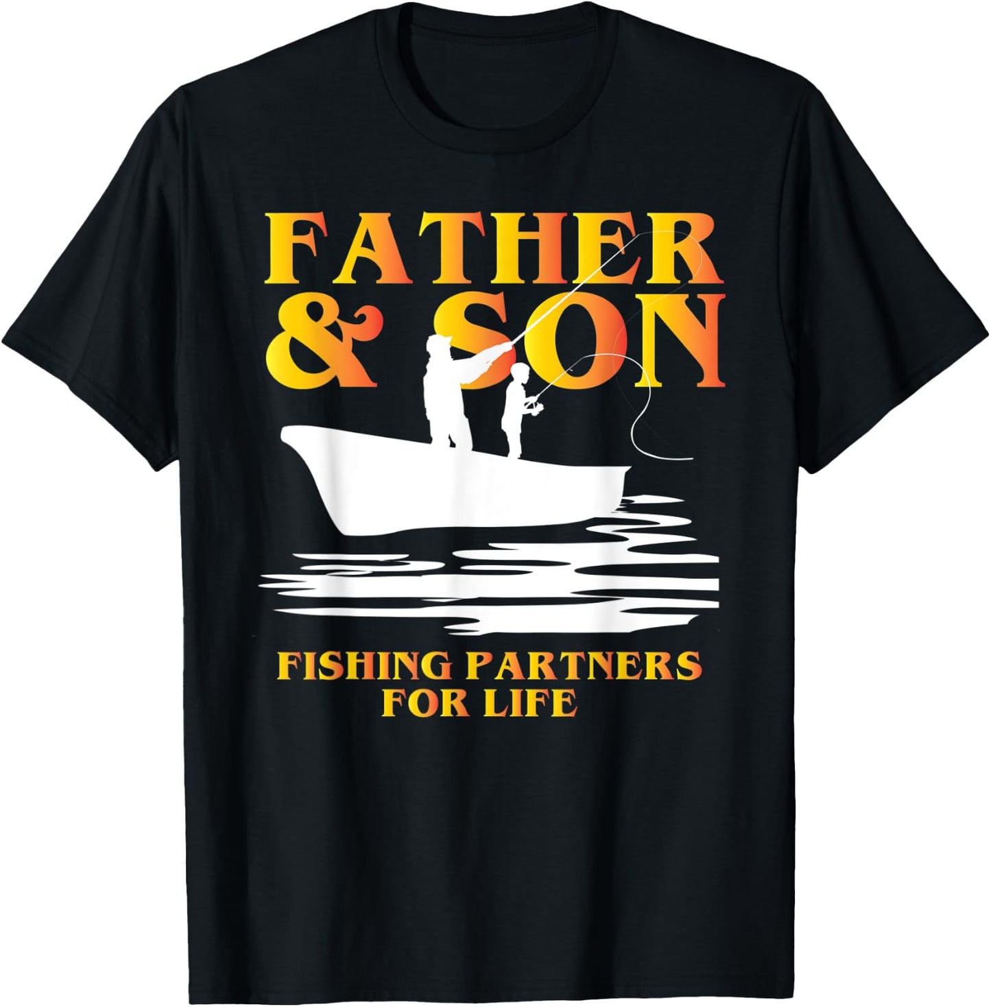 Father and Son Matching Shirts Fishing Partners for Life T-Shirt - T-Shirt | Black