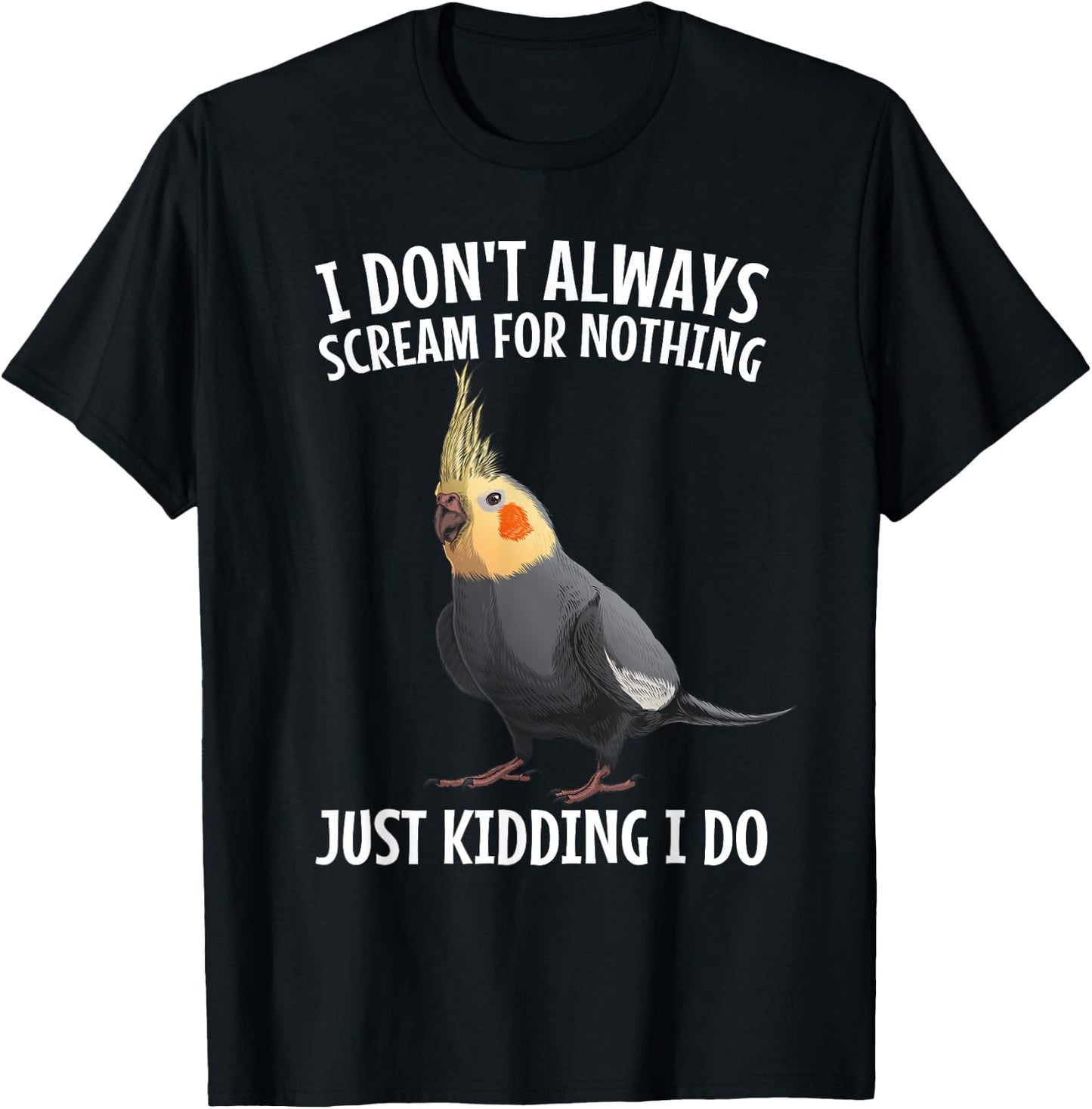 Cute Cockatiel Design Women Kids Quarrion Bird Lover T-Shirt - T-Shirt | Black