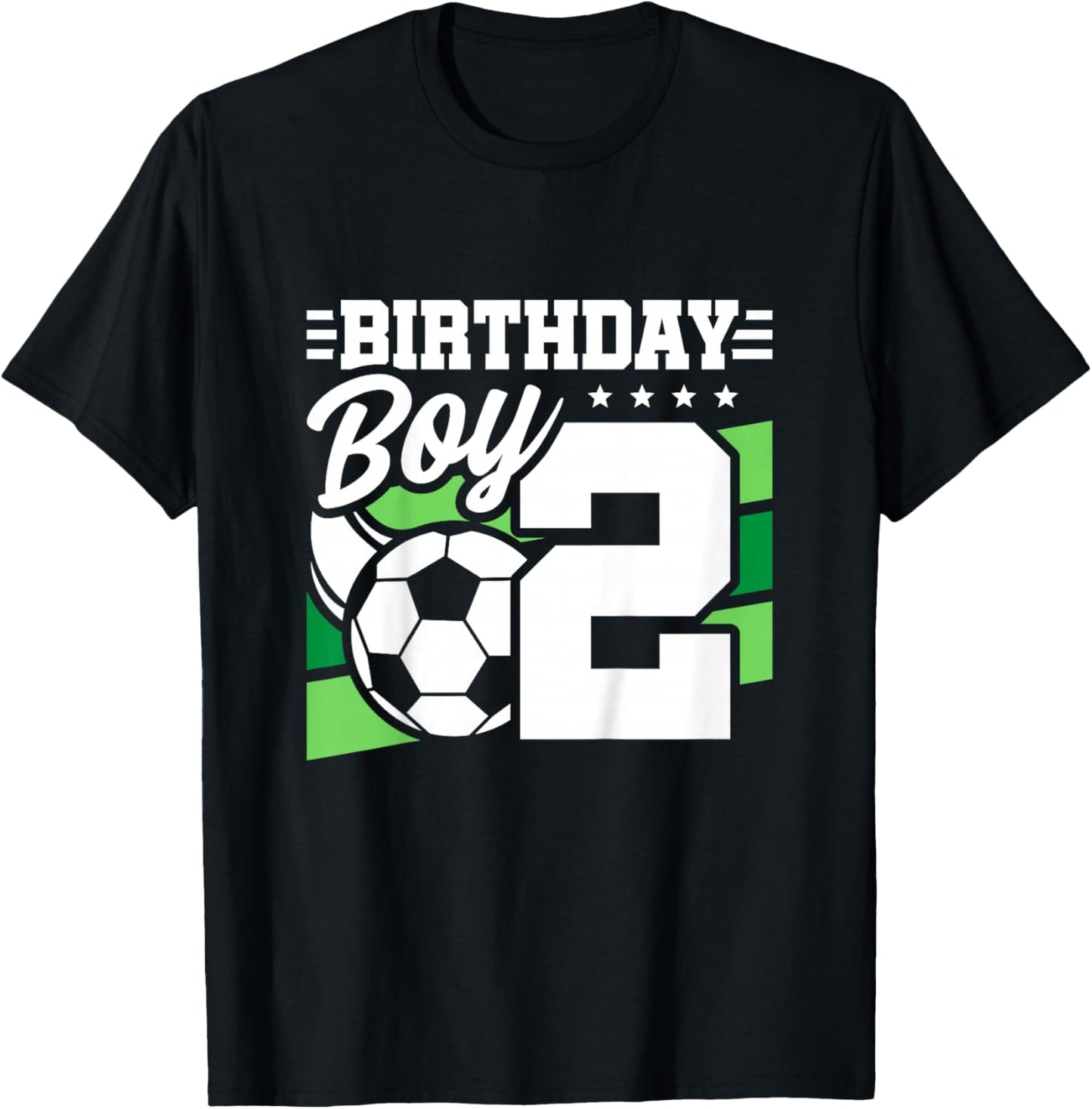 Kids Soccer Birthday Party - 2 Year Old Boy - 2nd Birthday T-Shirt - T-Shirt | Black
