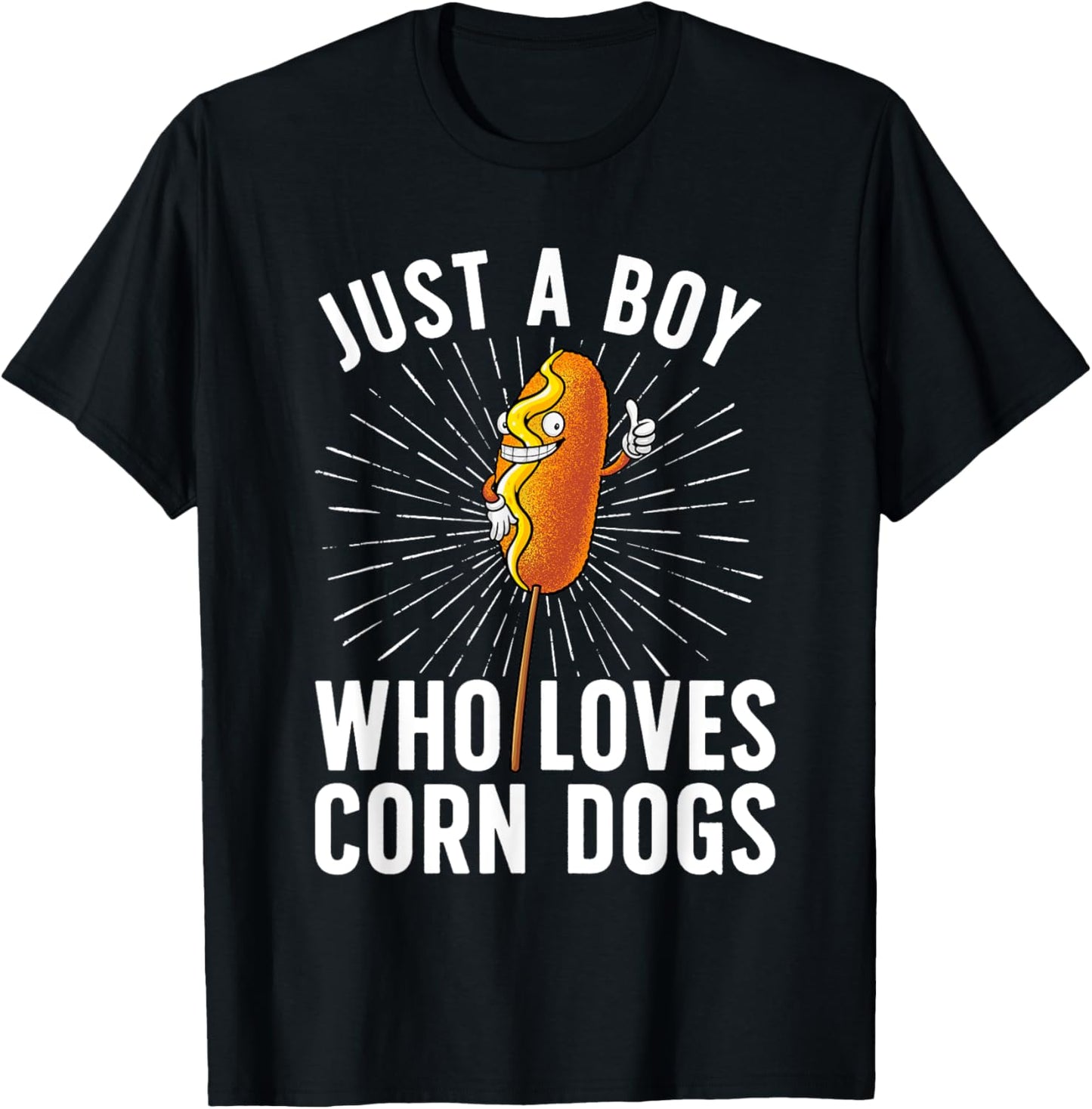 Cute Corn Dog Design Boys Kids Sausage Corndog Lover T-Shirt - T-Shirt | Black
