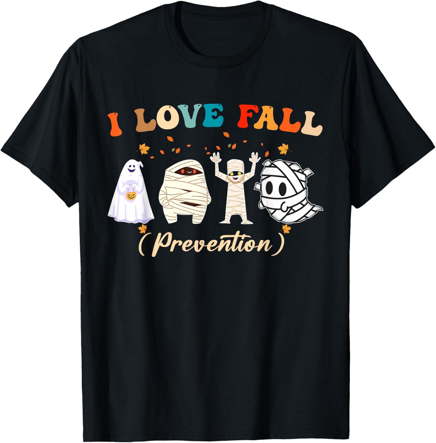 Retro I Love Fall Prevention Fall Nurse Ghost Halloween T-Shirt - T-Shirt | Black