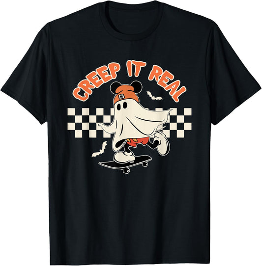 Creep it Real Spooky Ghost Mouse Men Women Halloween T-Shirt - T-Shirt | Black