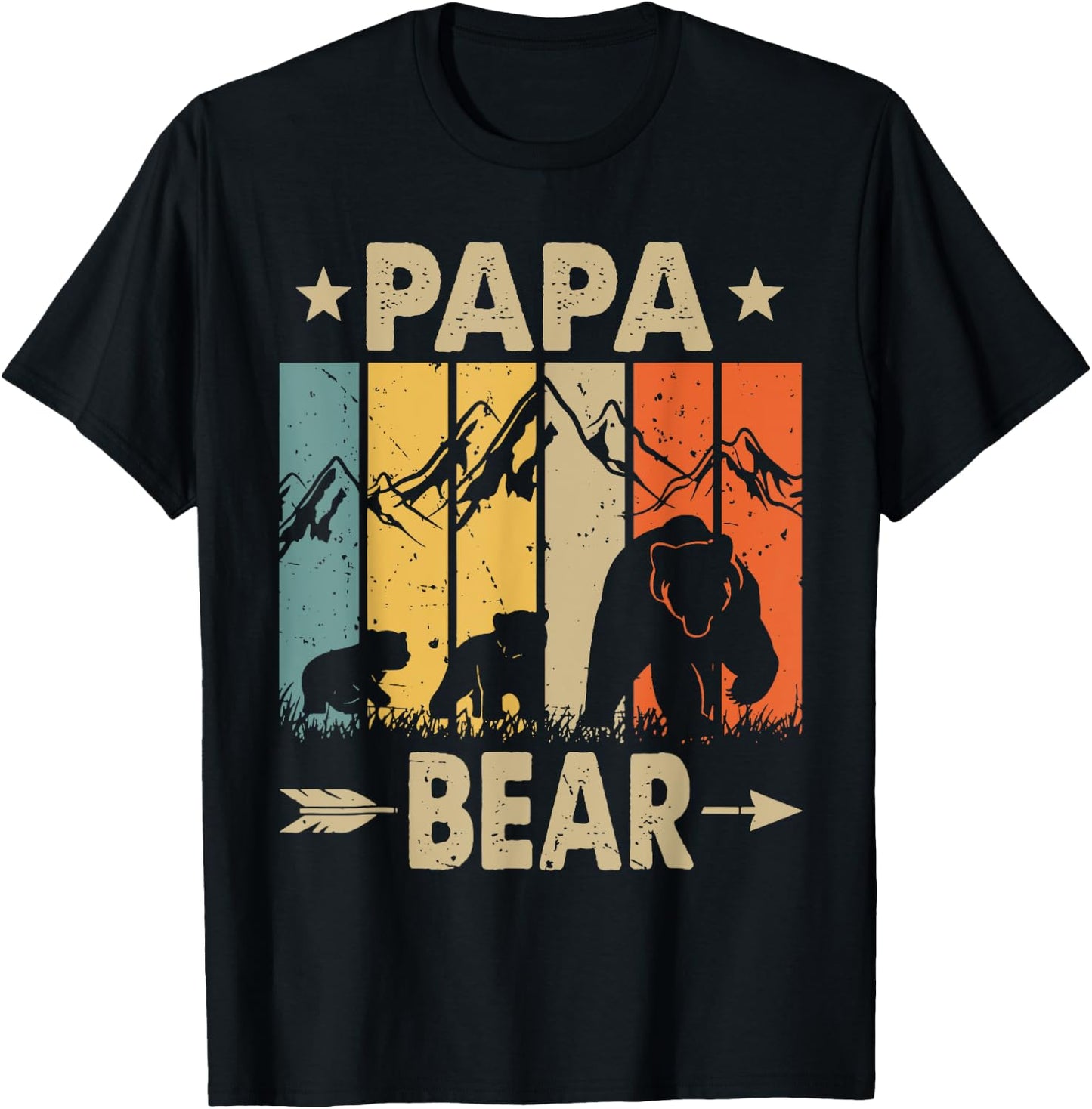 Papa Bear, Father of 2, Dad of two kids, Papa Bear and Cubs T-Shirt - T-Shirt | Black