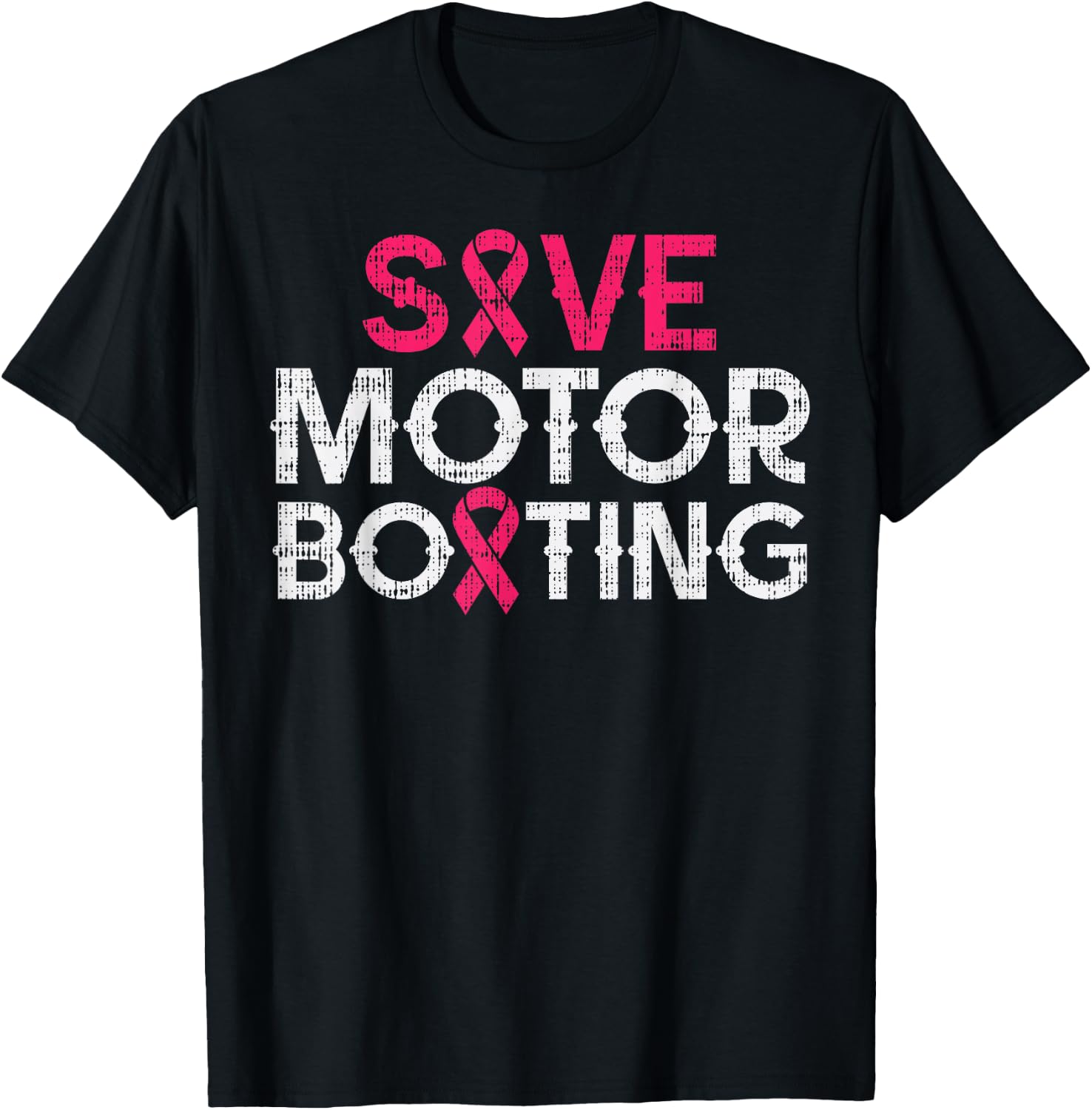Save Motorboating Funny Breast Cancer Awareness Support Gift T-Shirt - T-Shirt | Black