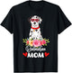 Dalmatian Mom Mama Sunglasses Flower Dog Lover Owner T-Shirt - T-Shirt | Black