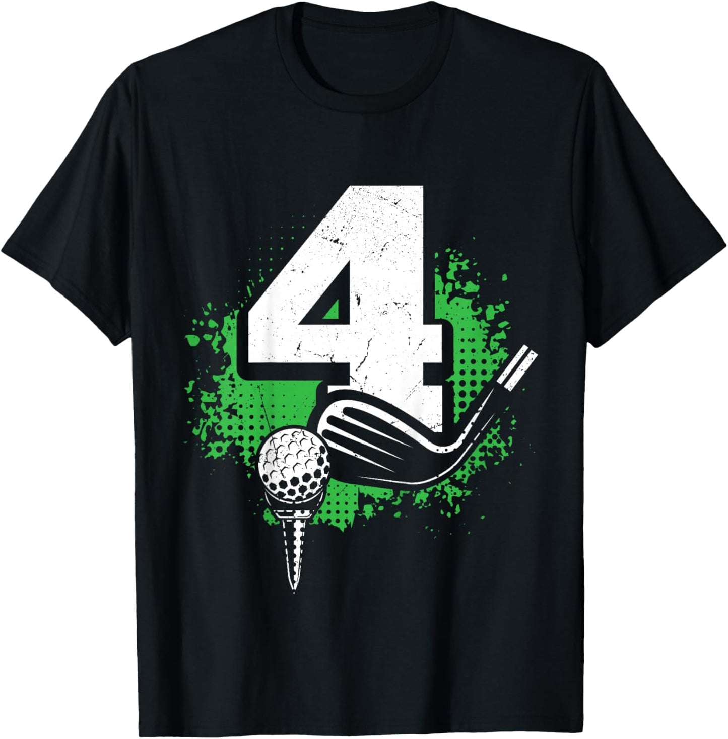 Kids 4th Birthday Boy Golf Player Golf 4 Years Old T-Shirt - T-Shirt | Black