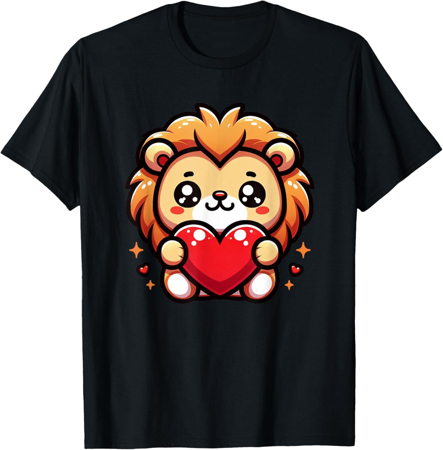 Lion Funny Valentines Heart Lover Men Women Kids T-Shirt - T-Shirt | Black