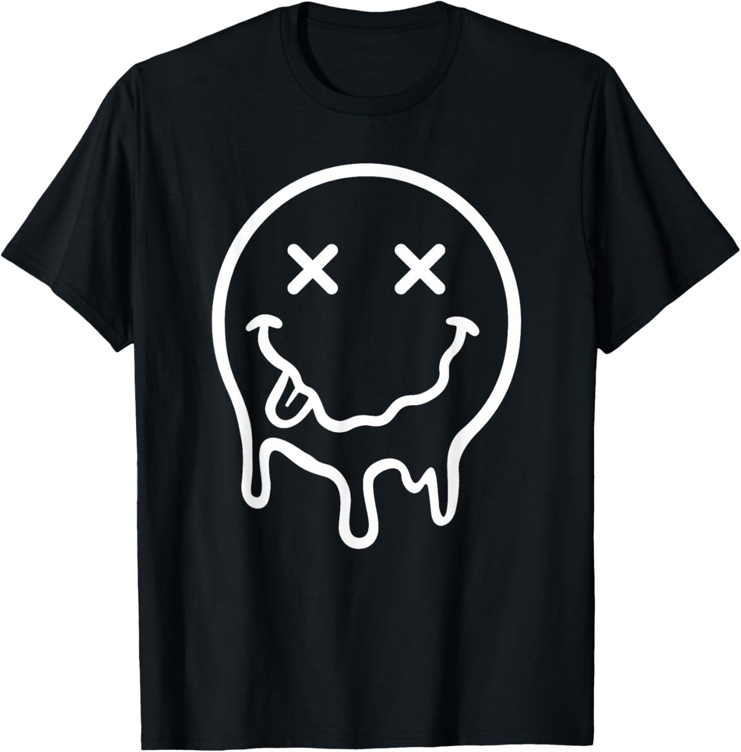 Melting Smile Face Funny Smiling Melted Dripping Face Cute T-Shirt - T-Shirt | Black