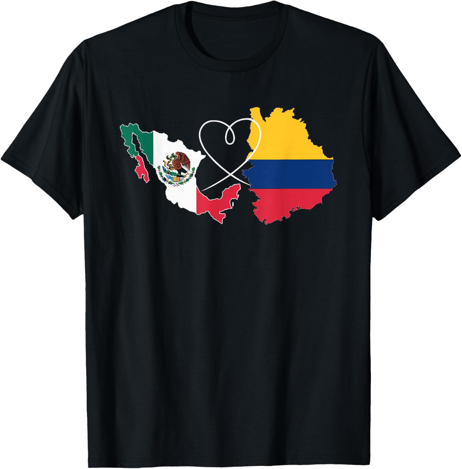 Half Columbian Half Mexican Mexico Flag Columbia T-Shirt - T-Shirt | Black
