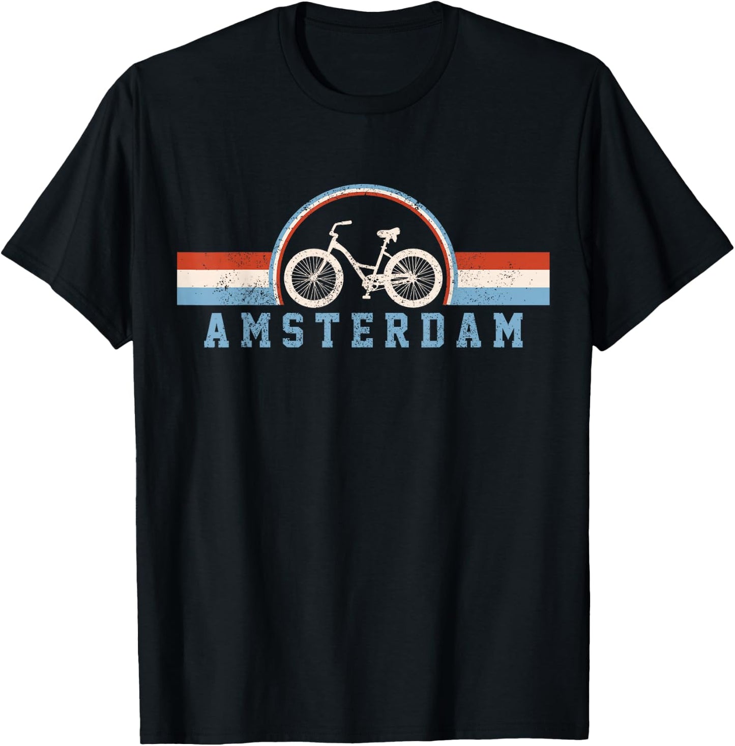Amsterdam Netherlands Holland Bicycle Vintage Gift T-Shirt - T-Shirt | Black