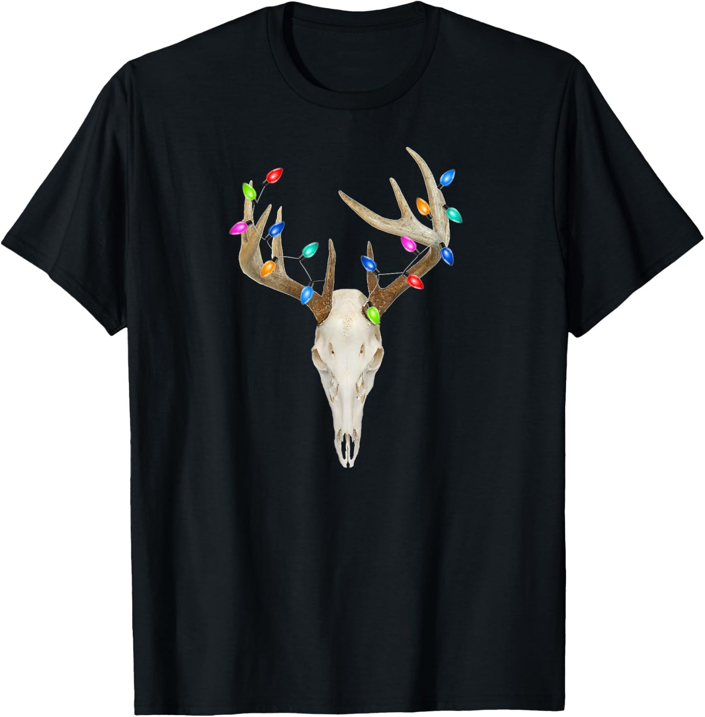 Deer Skull Hunting Christmas Whitetail Buck T-Shirt - T-Shirt | Black