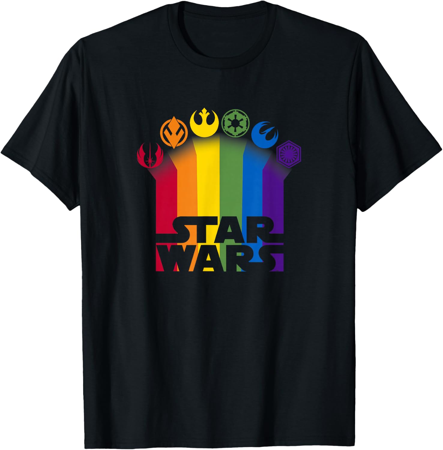 Star Wars Icon Trails Rainbow Logo T-Shirt - T-Shirt | Black