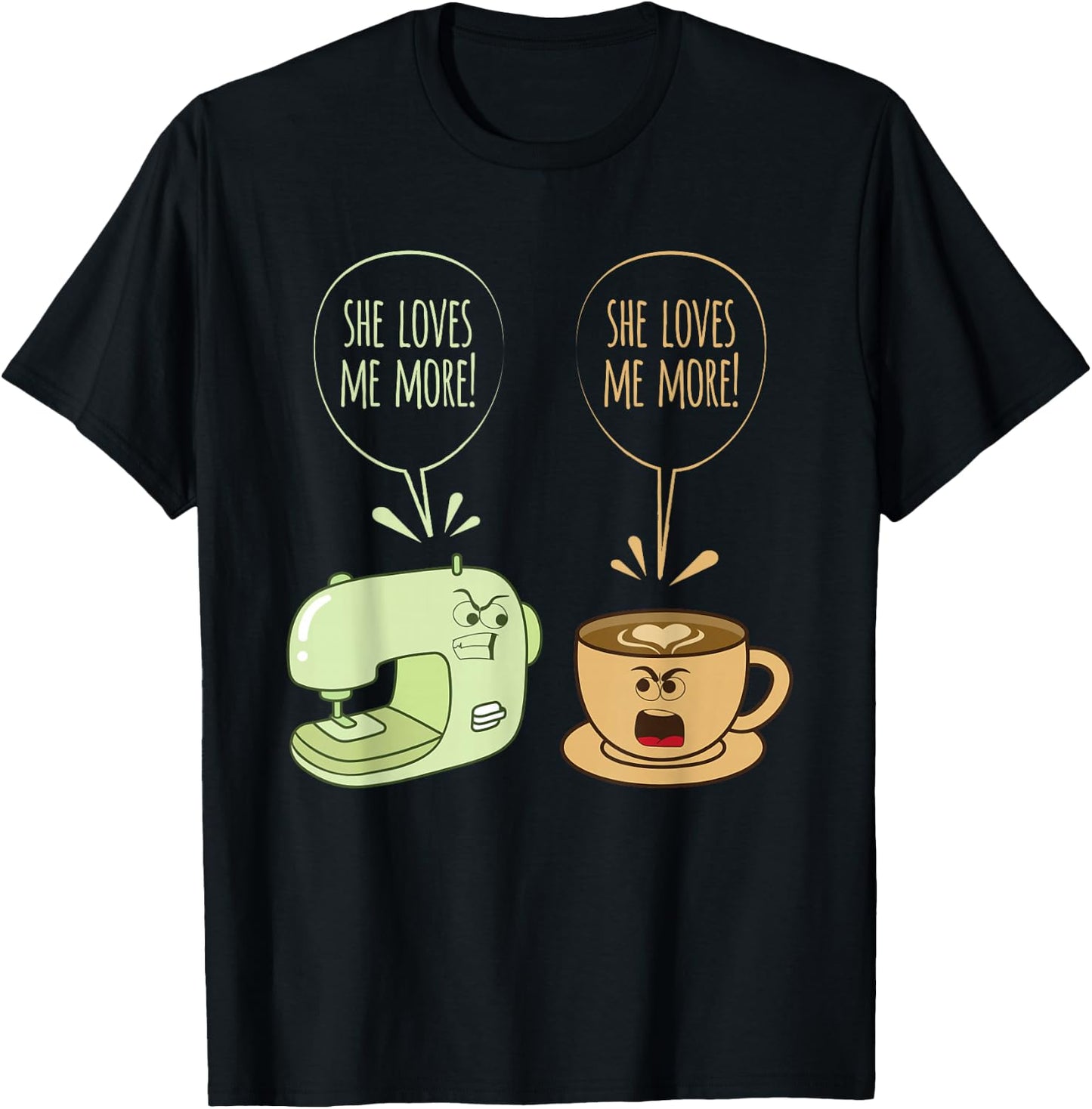 Sewing Machine Coffee Funny Sew Quilting Seamstress Sewer T-Shirt - T-Shirt | Black