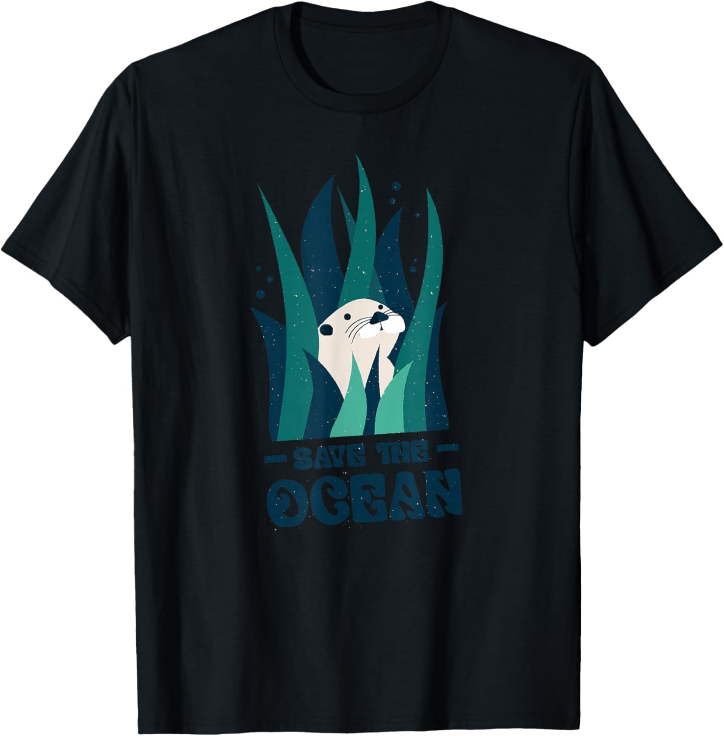 Save The Ocean | Otter | Earth Day | Planet Marine Biology T-Shirt - T-Shirt | Black