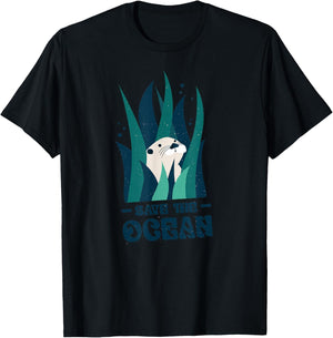 Save The Ocean | Otter | Earth Day | Planet Marine Biology T-Shirt - T-Shirt | Black