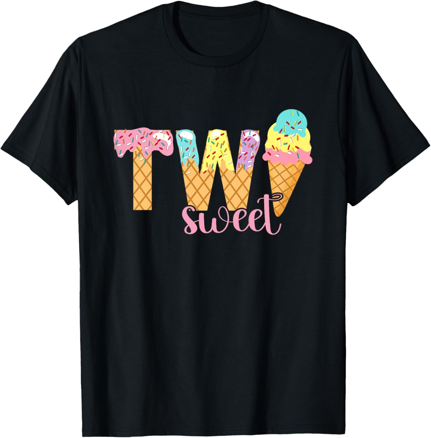 Two Sweet Birthday Shirt Girl 2 Ice Cream 2nd Birthday T-Shirt - T-Shirt | Black
