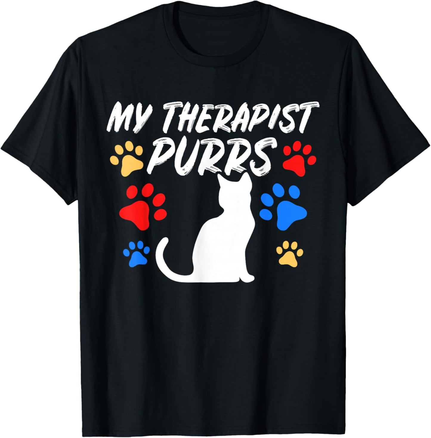 Funny Cat Mom Cat Dad Cat Lover Therapy Gift: & T-Shirt - T-Shirt | Black