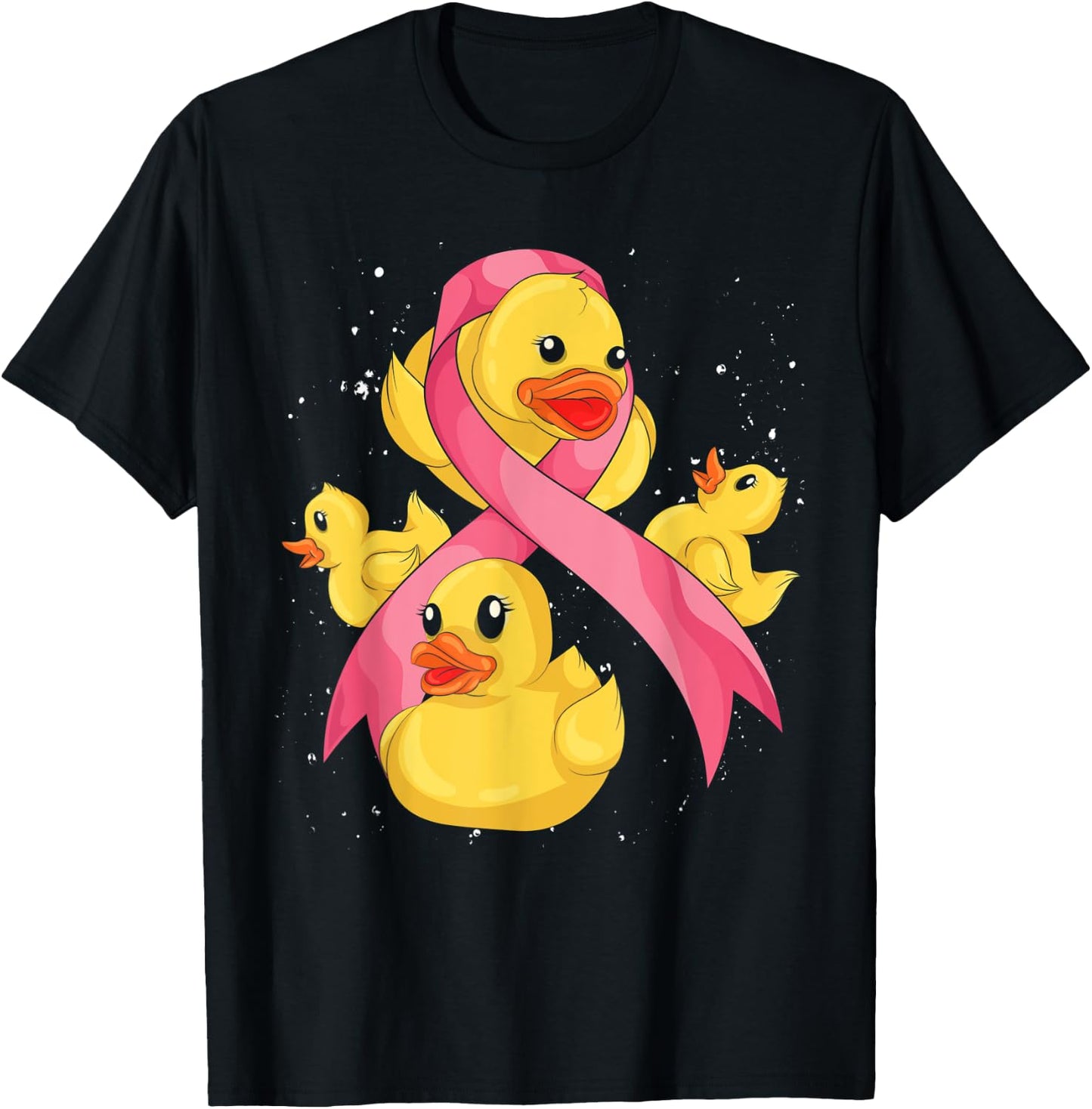 Cute Rubber Duck Duckie Pink Ribbon Breast Cancer Awareness T-Shirt - T-Shirt | Black