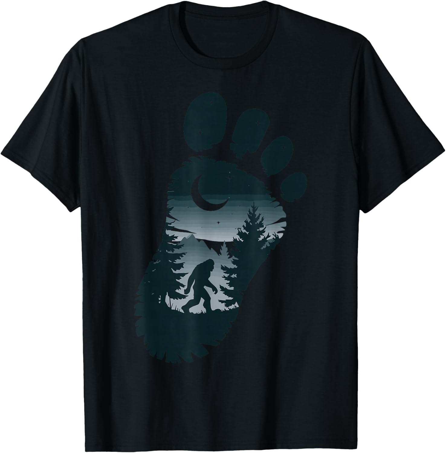 Bigfoot Footprint Mythology T-Shirt - T-Shirt | Black
