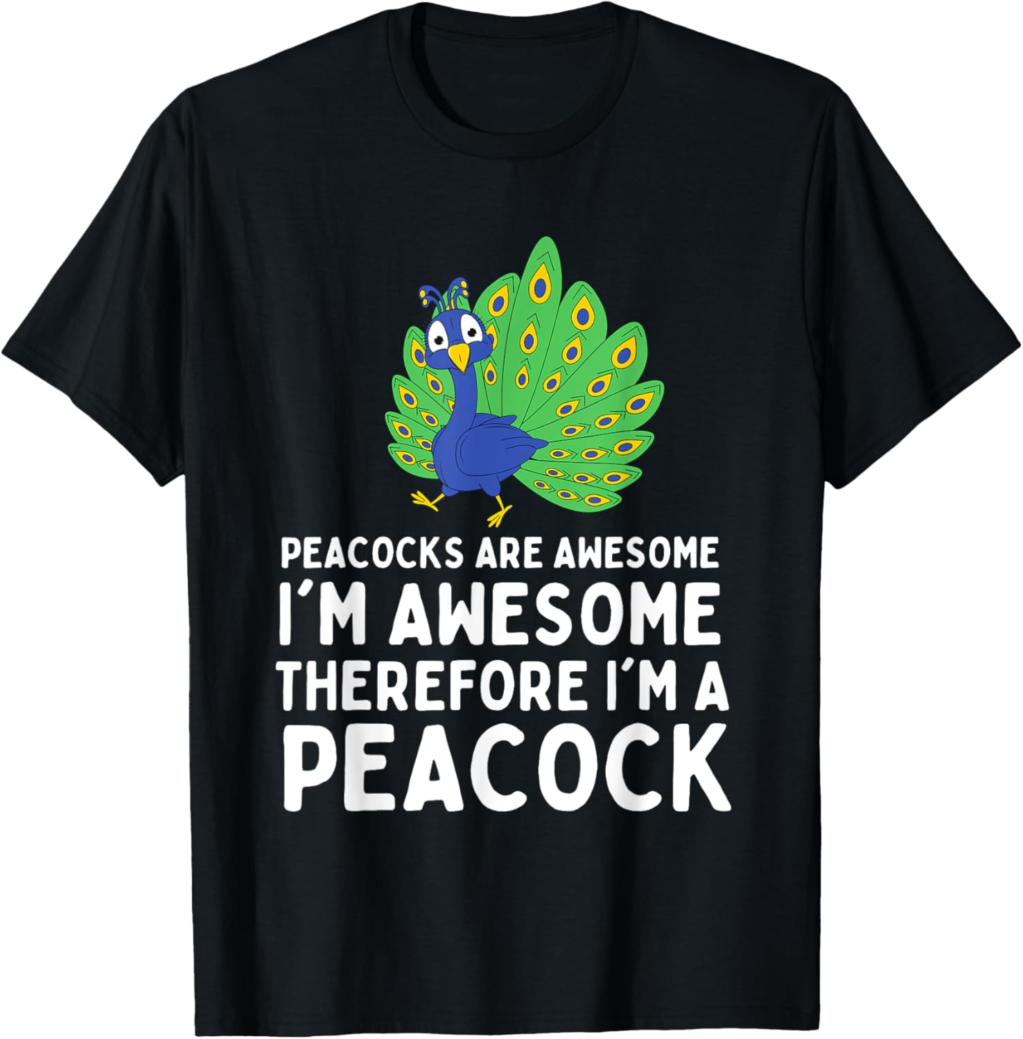 Cute Peacocks Are Awesome I'm A Peacock Lover for Kids Boys T-Shirt - T-Shirt | Black