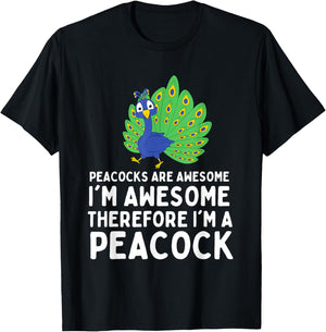 Cute Peacocks Are Awesome I'm A Peacock Lover for Kids Boys T-Shirt - T-Shirt | Black