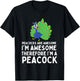 Cute Peacocks Are Awesome I'm A Peacock Lover for Kids Boys T-Shirt - T-Shirt | Black