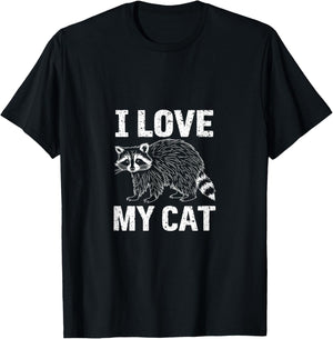 I Love My Cat, Funny Raccoon Woodland Creature T-Shirt - T-Shirt | Black