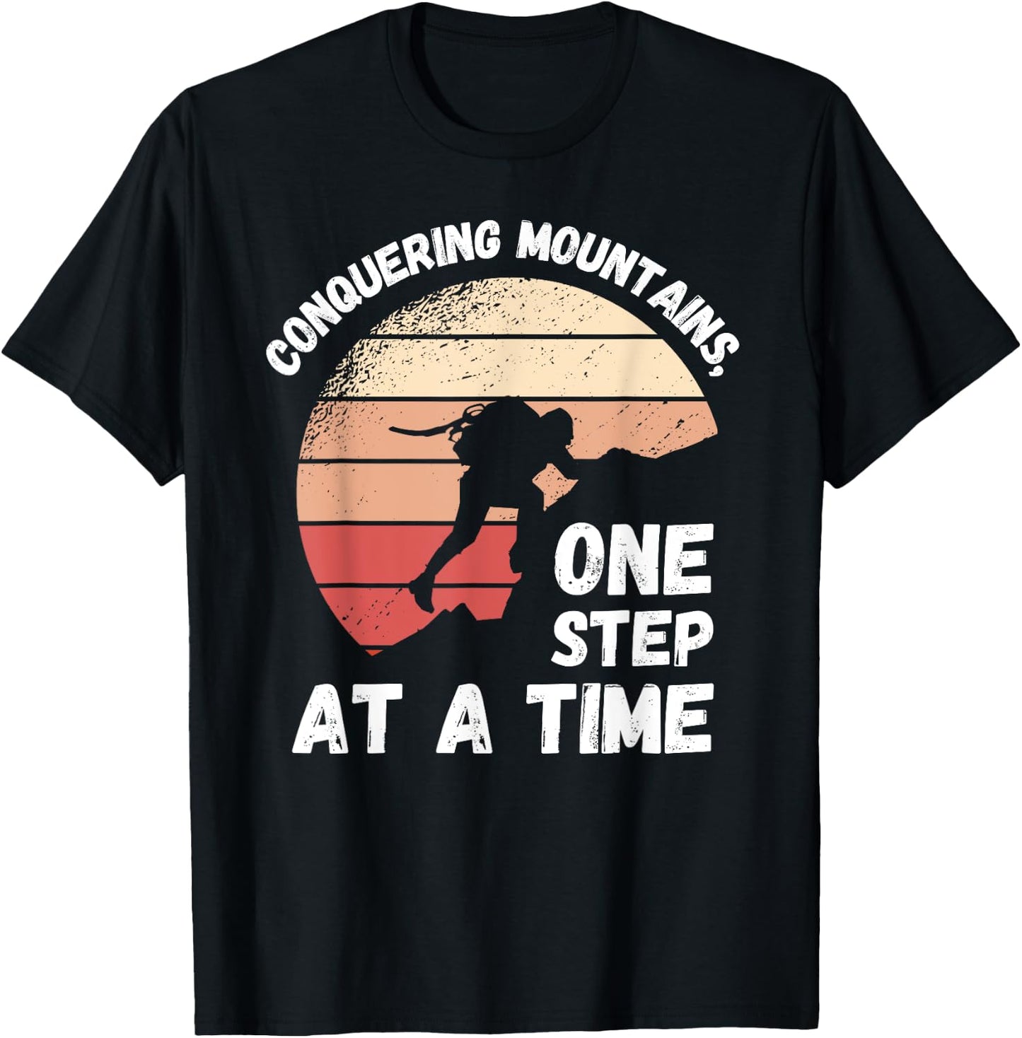 Rock Climbing Retro Conquering mountains, one step at a time T-Shirt - T-Shirt | Black