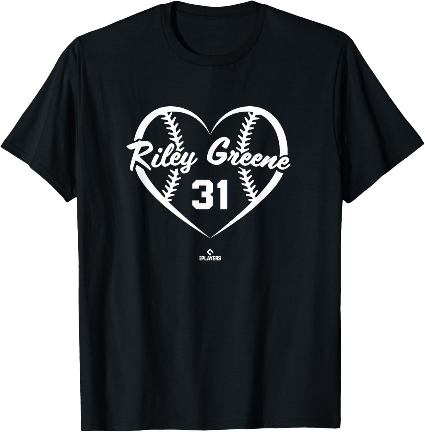 Baseball Heart Number Riley Greene Detroit MLBPA T-Shirt - T-Shirt | Black