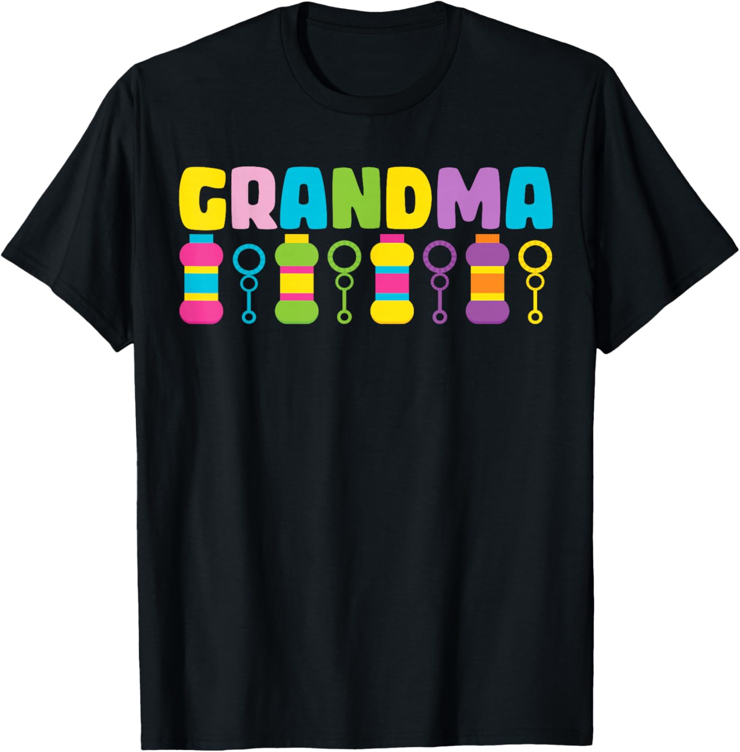 Grandma Bubble Birthday Party Bubble Wands Themed Matching T-Shirt - T-Shirt | Black