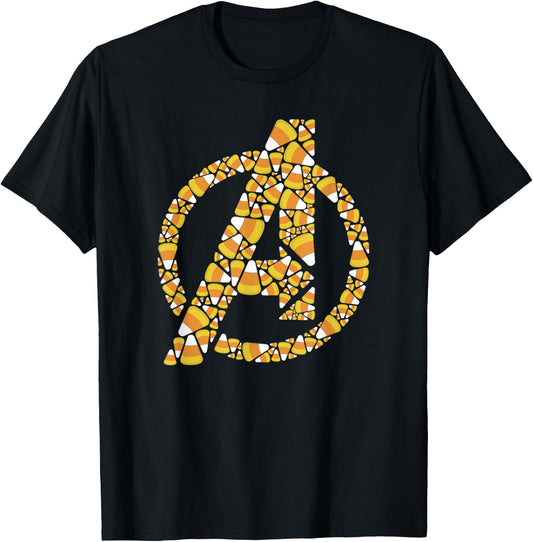Marvel Halloween Avengers Logo Candy Corn Fill T-Shirt - T-Shirt | Black