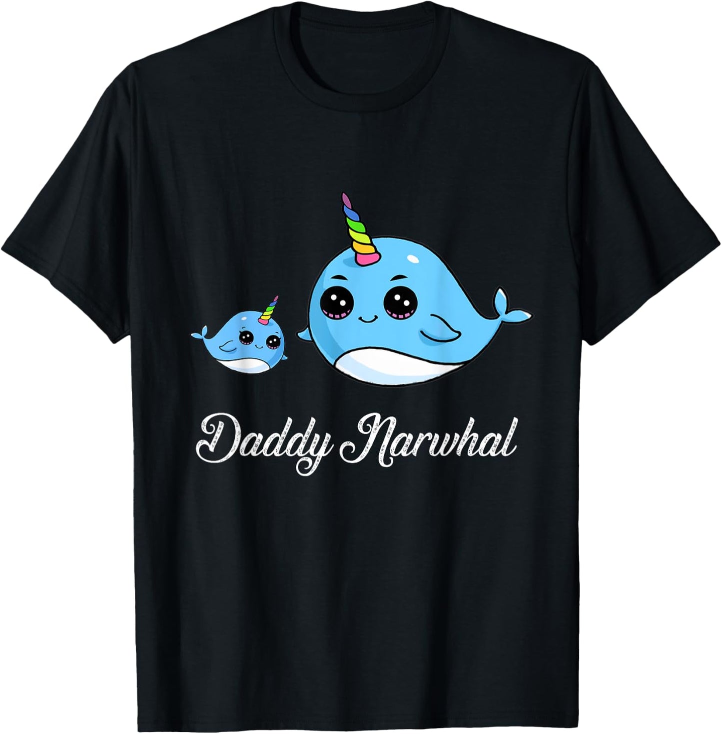 Daddy Narwhal Shirt Cute Narwhal Gift Fathers T-Shirt - T-Shirt | Black