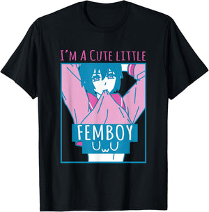 Cute Little Femboy Aesthetic Sissy Cute Femboy Anime T-Shirt - T-Shirt | Black