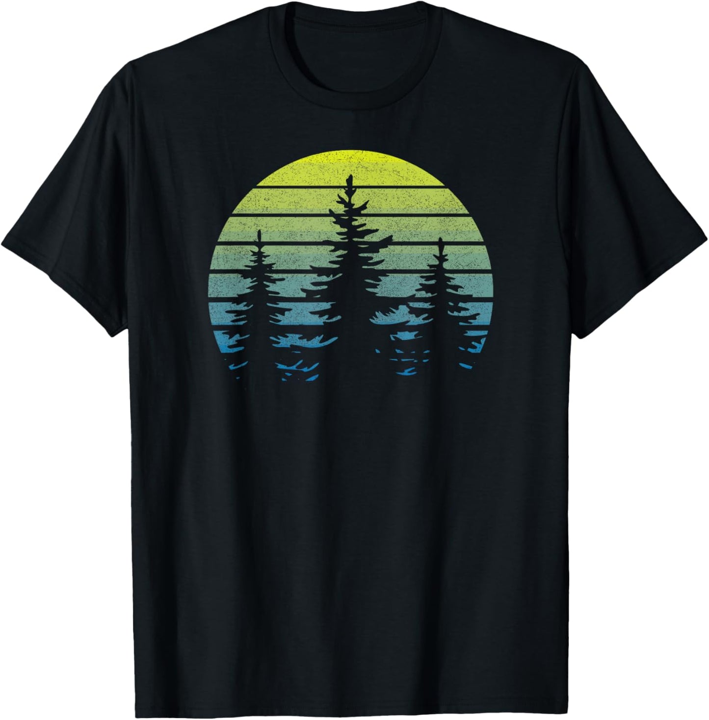 Vintage Sunset Trees Hiking Camping Souvenir Retro Throwback T-Shirt - T-Shirt | Black
