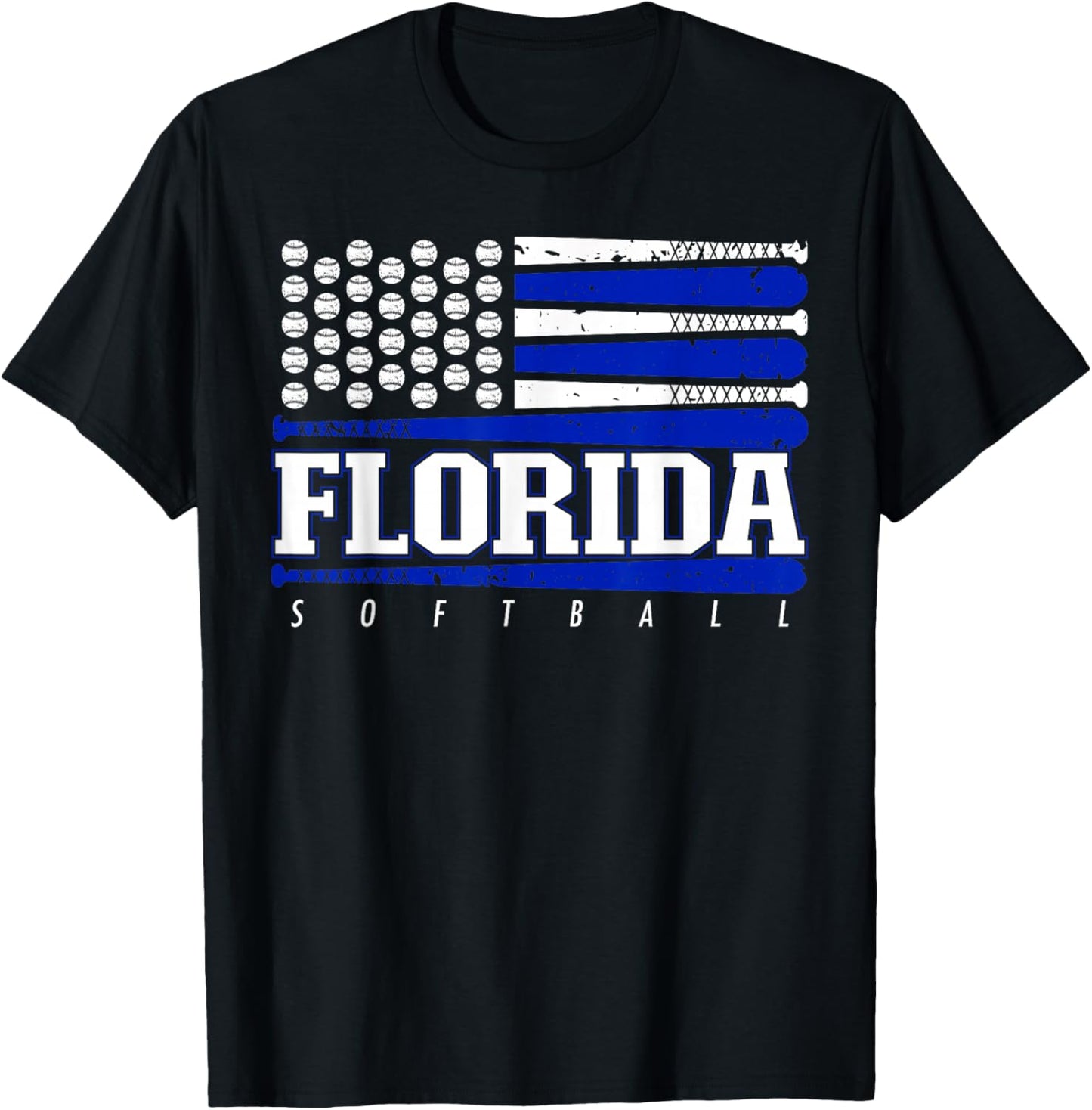 Florida Softball Vintage Kids Team Retro Softball Fan T-Shirt - T-Shirt | Black