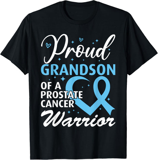 Proud Grandson of a Prostate Cancer Warrior T-Shirt - T-Shirt | Black
