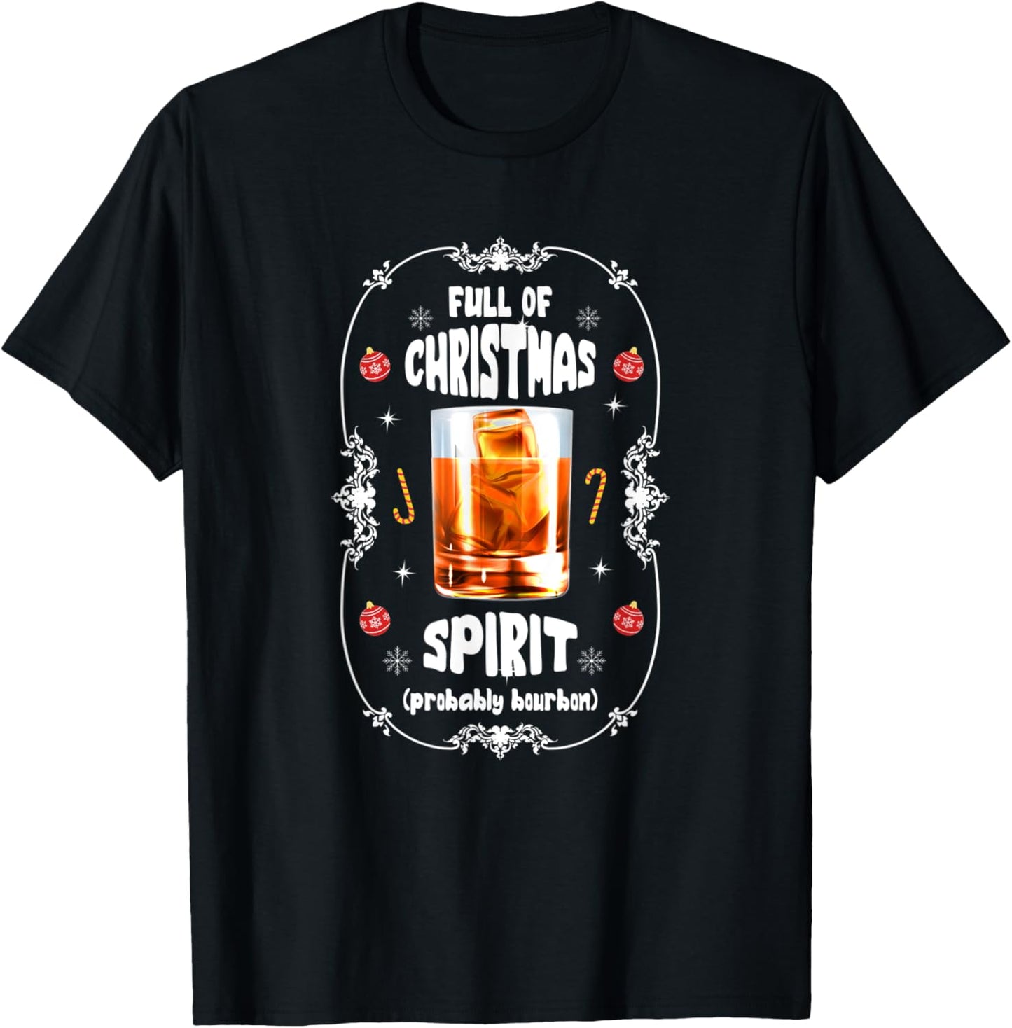 Christmas Fir Tree With Bourbon Ugly Xmas Bourbon T-Shirt - T-Shirt | Black