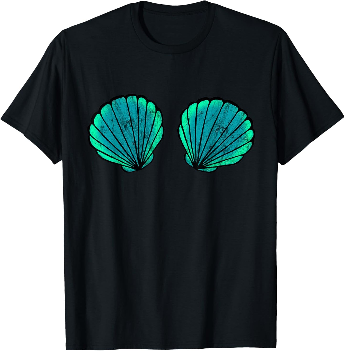 Shell Mermaid Brassiere Bikini Bra Shell T-Shirt - T-Shirt | Black