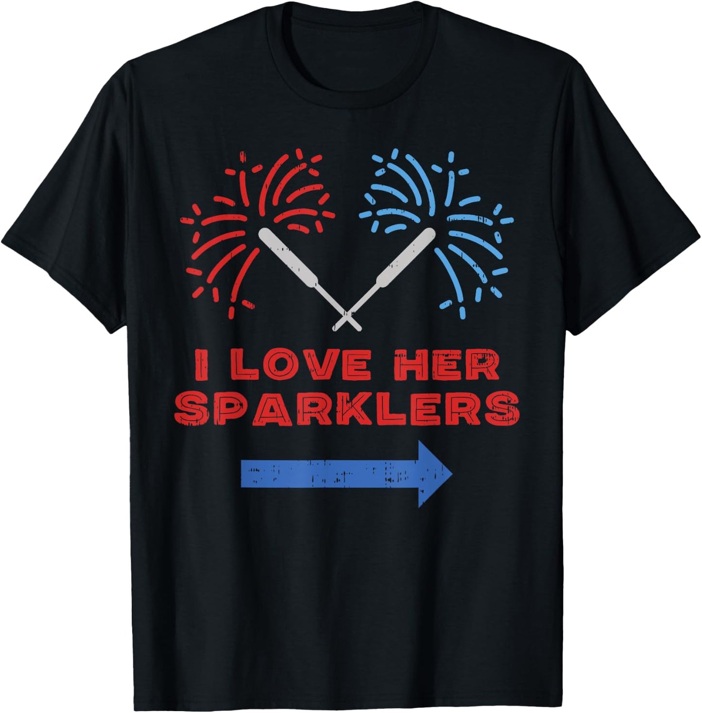 Love Her Sparklers Matching Couple 4th Of July Men Boyfriend T-Shirt - T-Shirt | Black