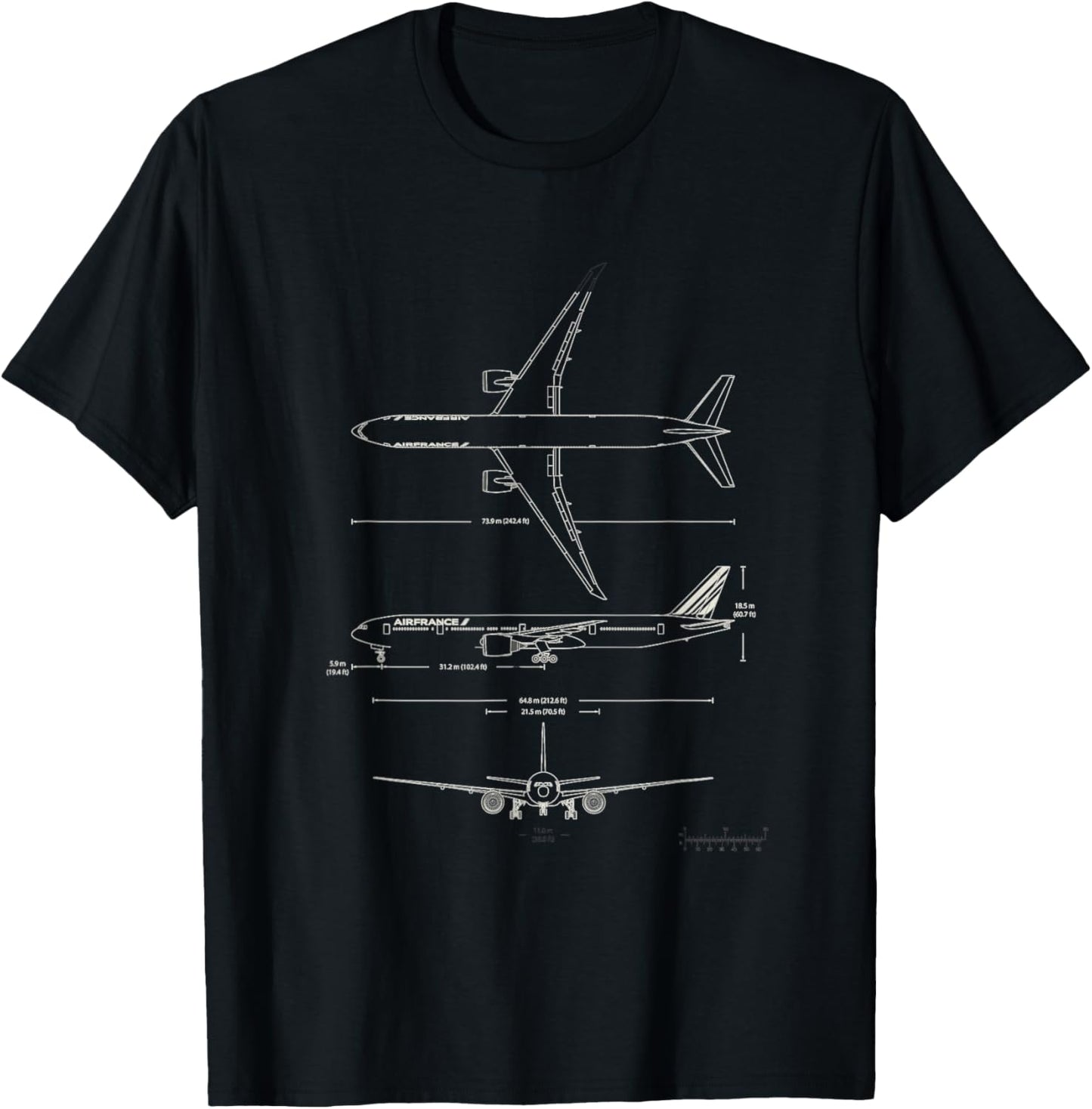 B-777 Aircraft blueprint T-Shirt - T-Shirt | Black