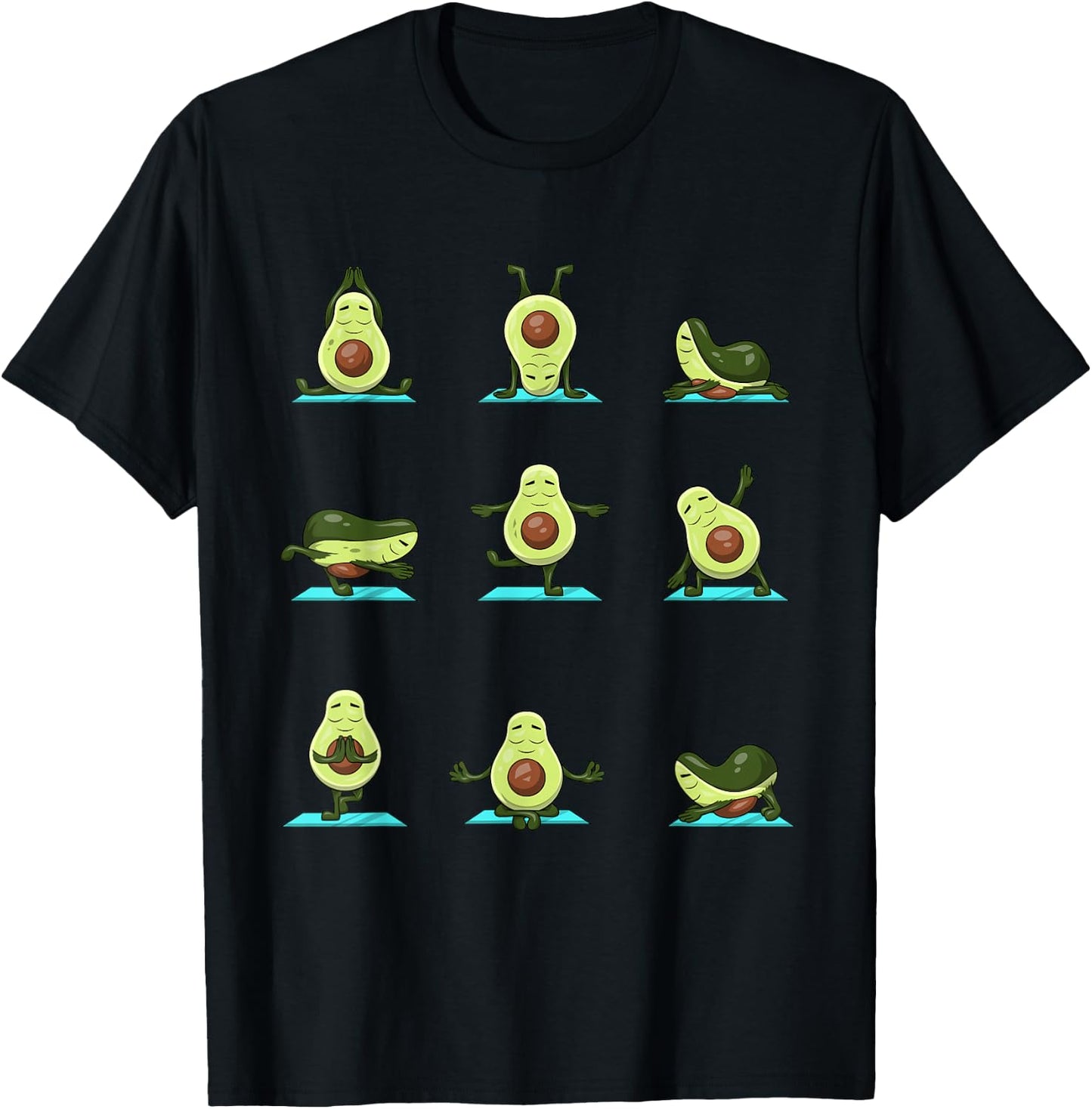 Funny Avocado Yoga Fitness Funny Exercising Gym Avocado T-Shirt - T-Shirt | Black
