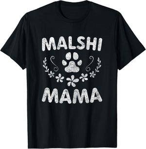 Malshi Mama Shirt Mal-Shi Lover Owner Malt-Tzu Dog Mom Women T-Shirt - T-Shirt | Black