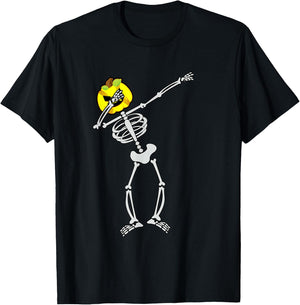 Softball Halloween Skeleton Dabbing Pumpkin T-Shirt - T-Shirt | Black