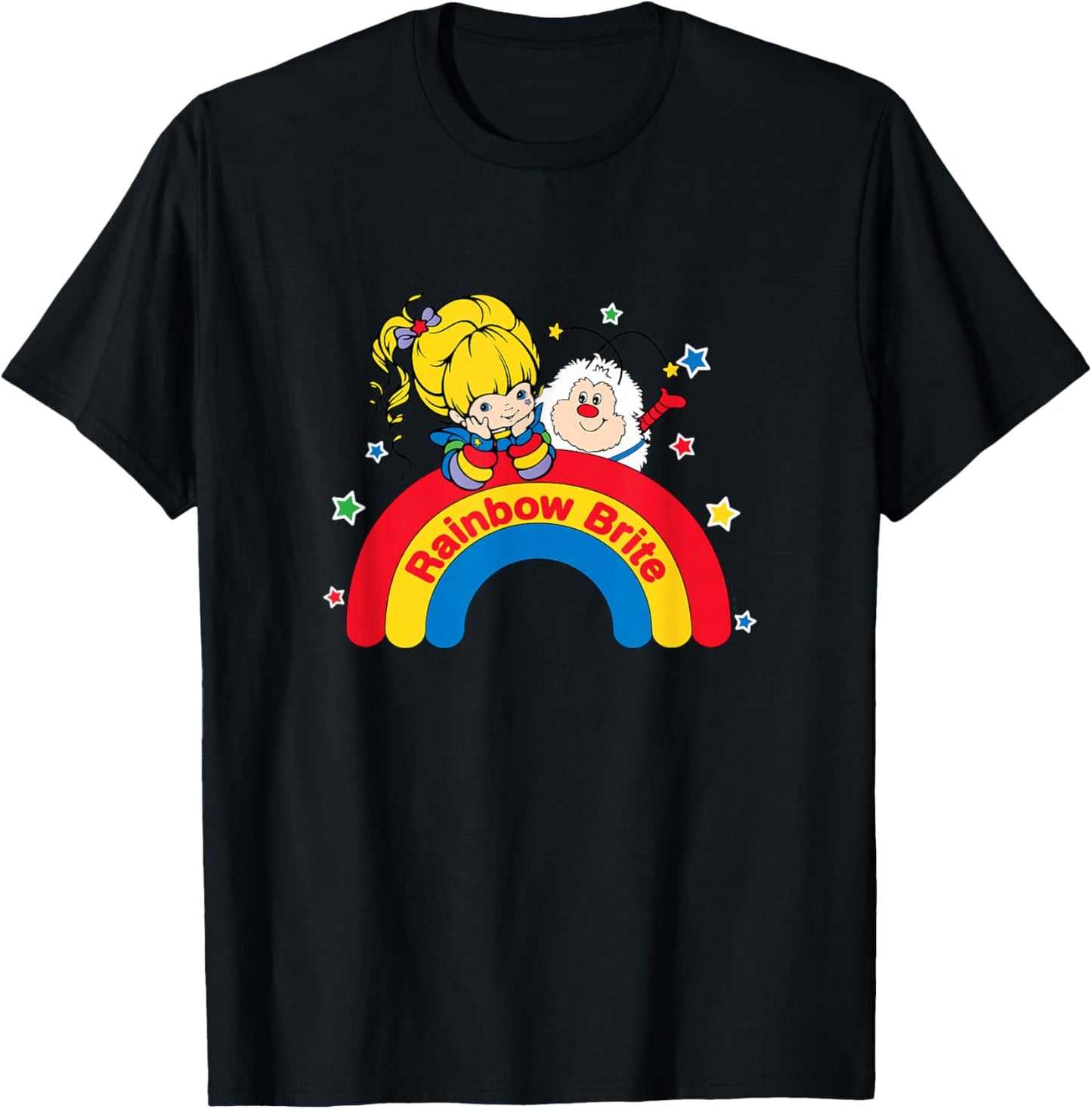 Rainbow Brite & Sprite Vintage Rainbow and Stars Portrait T-Shirt - T-Shirt | Black