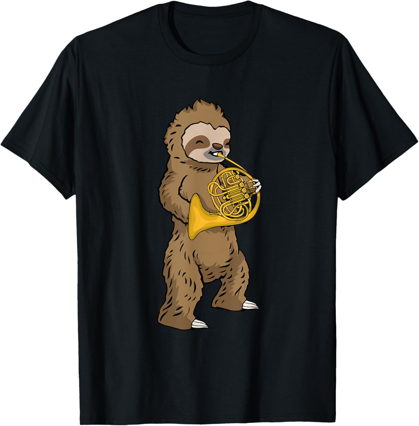 French Horn Player Kids Sloth Big Band Music French Horn T-Shirt - T-Shirt | Black